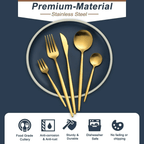 Bestdin Silverware Set, 20-Piece Stainless Steel Flatware Set, Tableware Cutlery Set Service for 4, Utensils for Kitchens, Dishwasher Safe, Glod