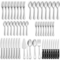 Walchoice 53-Piece Silverware Set with Serving Utensils, Elegant Metal Tableware Plus Steak Knives, Stainless Steel Flatware Cutlery Set Service for 8 - Scalloped Edge EasyOptionXY LLC