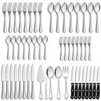 Walchoice 53-Piece Silverware Set with Serving Utensils, Elegant Metal Tableware Plus Steak Knives, Stainless Steel Flatware Cutlery Set Service for 8 - Scalloped Edge EasyOptionXY LLC