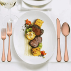 Vesteel 40 Piece Copper Silverware Flatware Set for 8, Stainless Steel Eating Utensils Cutlery Tableware Includes Knives/Spoons/Forks EasyOptionXY LLC