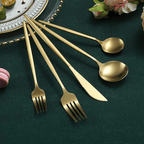 Just Houseware Silverware Sets 40 Pieces, Stainless Steel Flatware Sets, Titanium Plating Cutlery Set, Matte Gold Utensil Sets, Service Set for 8 (Matte Gold) EasyOptionXY LLC