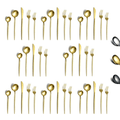 ReaNea Gold Silverware Set 40 Pieces, Stainless Steel Flatware Set, Titanium Gold Plating Cutlery Set Utensil Sets Service for 8