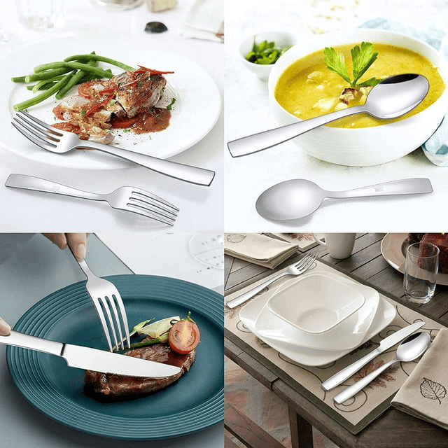 Vesteel 18/10 Stainless Steel Silverware Set, 60-Piece Fancy Flatware Cutlery Set for 12, Heavy Duty Eating Utensils Tableware Set for Home Restaurant Wedding, Mirror Polished, Dishwasher Safe EasyOptionXY LLC