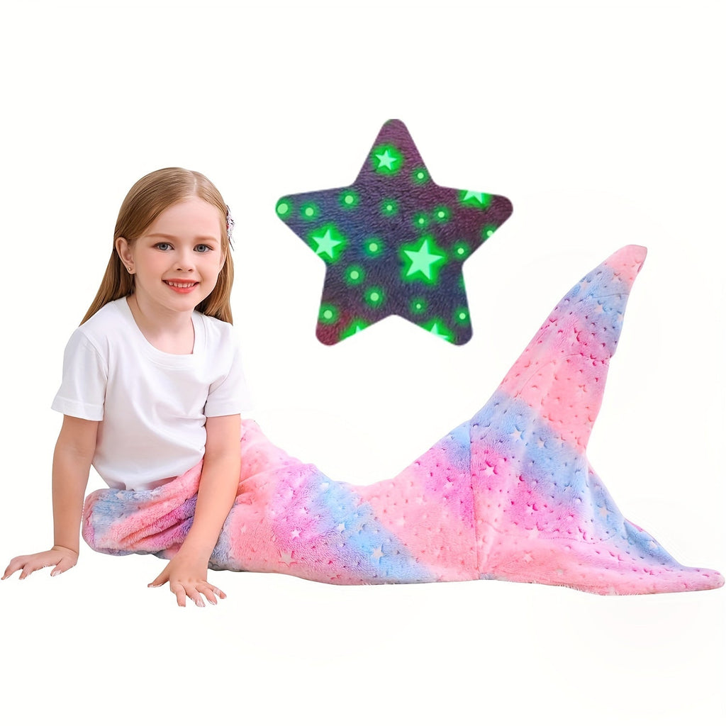 1pc Mermaid Tail Blanket - Glowing Plush Mermaid Wearable Blanket, Suitable For Teen Girls, Teens Adults All Seasons Soft Flannel Fleece Comfortable Blanket Mermaid Unicorn Sleeping Bag, Suitable For Birthday Decoration