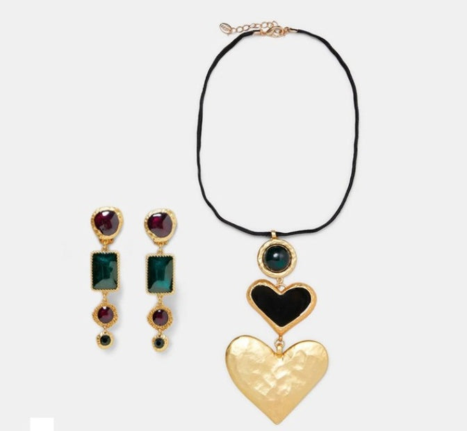 Exaggerated oil drop earring necklace