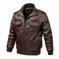 Men's Slim Fit PU Leather Jacket - Stand Collar Biker Style Motorcycle Coat