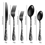 Cibeat Black Silverware Set, 20-Piece Stainless Steel Flatware, Flower Pattern Forks and Spoons Set with Knives, Mirror Finish & Dishwasher Safe EasyOptionXY LLC