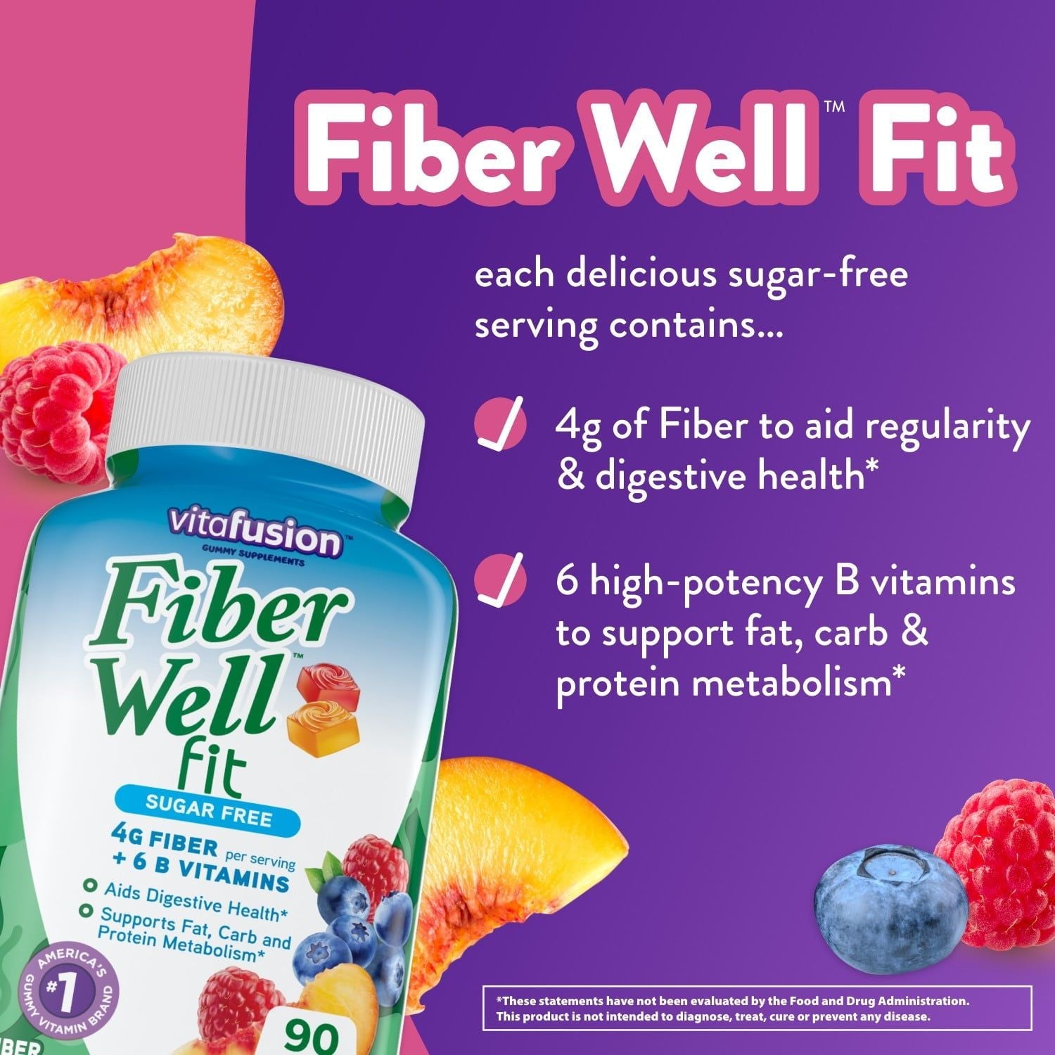 Vitafusion Fiber Well Fit Gummies Supplement; 90 Count EasyOptionXY LLC