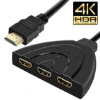 1080P HDMI 3 Ports HDMI Splitter Cable 4K 1080P HDMI Switcher 3 In 1 Out HDMI Splitter With High Speed Pigtail Cable HUB Adapter For Laptop HDTV Projector Stevvex