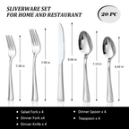 Lorena 20 Piece Silverware Sets, Stainless Steel Flatware, Spoons and Forks Cutlery Set, Service for 4, MAIT