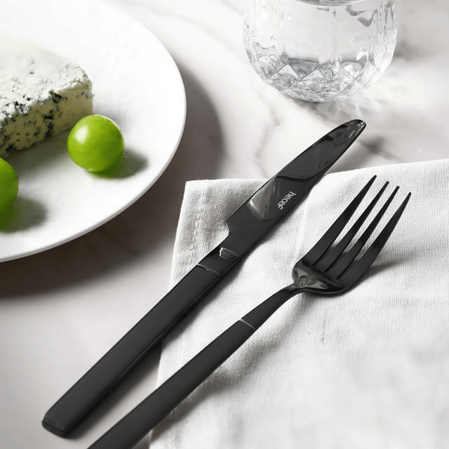 Hecef Portable Travel Cutlery Set, 9 Pcs Black Titanium Plating Reusable Stainless Steel Camping Utensils EasyOptionXY LLC