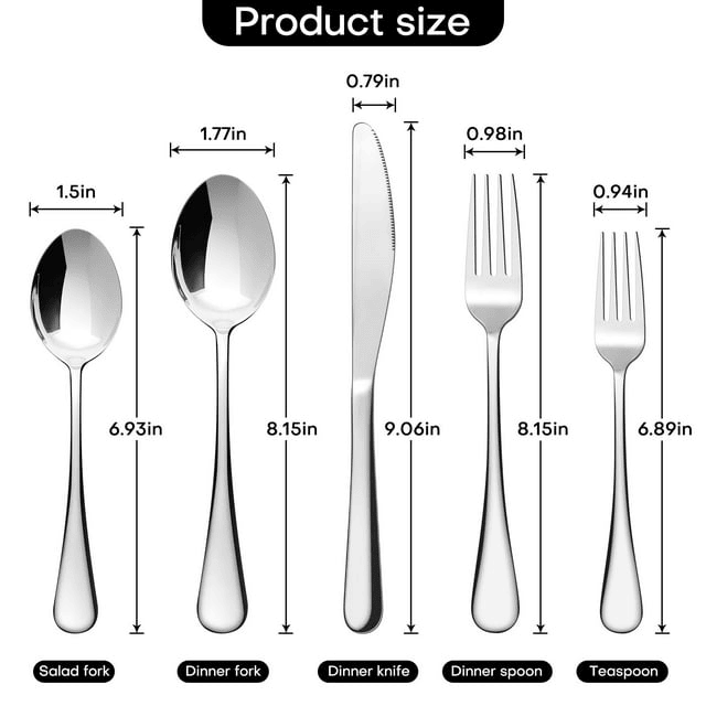 Lovote Flatware Set 45 Pieces Stainless Steel Silverware Sets, Utensils Set Service for 9, Tableware Cutlery Set for Home and Restaurant Including Salad Fork, Dinner Fork, Knife, Spoon, and Teaspoon EasyOptionXY LLC
