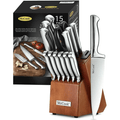 McCook MC29 15-Piece Kitchen Cutlery Knife Block Set Built-in Sharpener Stainless Steel EasyOptionXY LLC