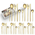 IFCOW Silverware Sets, 30Pcs Stainless Steel Flatware Set, Utensils Set Service for 6, Tableware Cutlery Set for Home Restaurant, Knives Forks Spoons, Gold