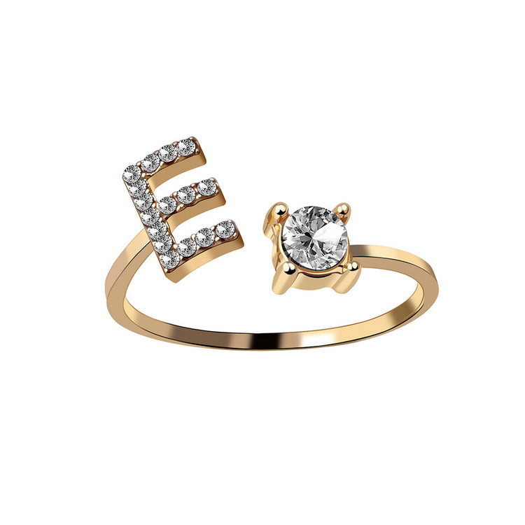 Adjustable 26 Initial Letter Ring Fashion Jewelry For Women Simple Elegant Jewelry Pi-Mart