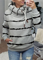 Printed Hooded Fleece Striped Sweatshirt Pi-Mart