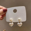 Silver Needle Simple Small Love Pearl Stud Earrings Pi-Mart