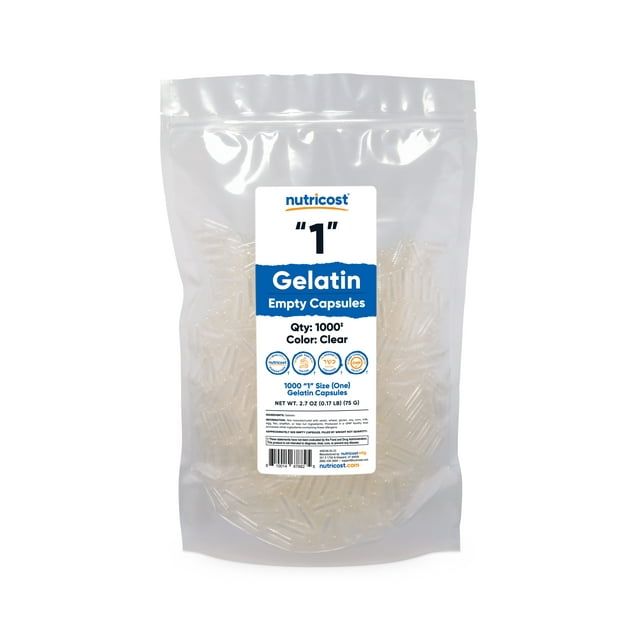 Nutricost Empty Capsules Gelatin Size 1 - 1000 Clear Empty '1' Gel Capsules - Kosher, Non-GMO, Soy Free, Gluten Free EasyOptionXY LLC