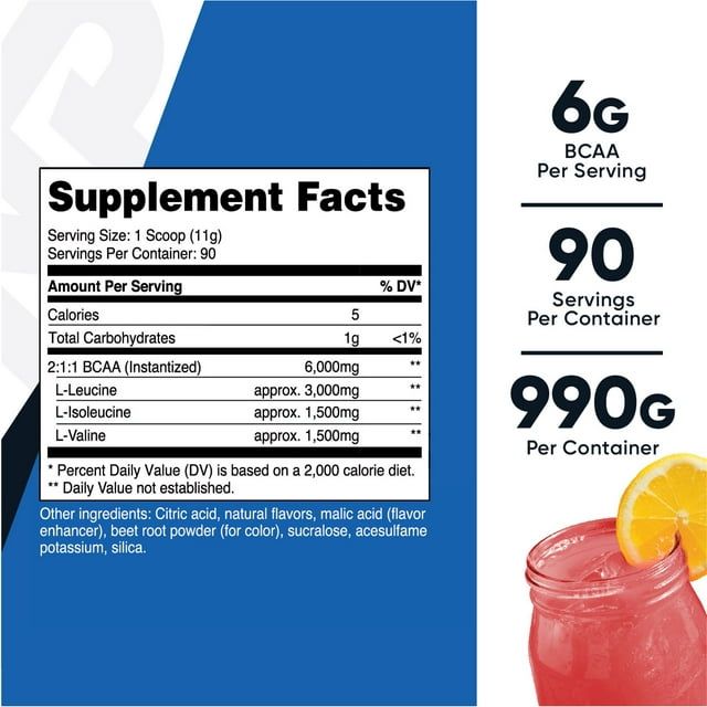 Nutricost BCAA Powder- 2:1:1 - (Raspberry Lemonade) 90 Servings - Amino Acids EasyOptionXY LLC