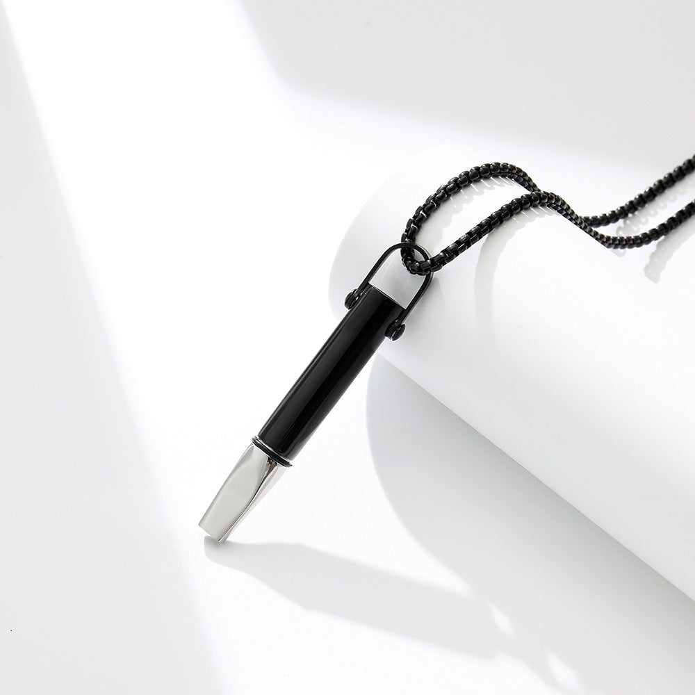 Breathing Resistance Whistle Necklace Round Tube Built-in Cotton Core Pi-Mart
