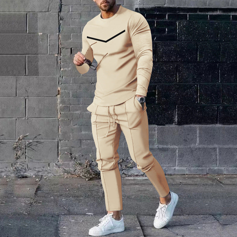 Round Neck Long Sleeve T-shirt Trousers Suit Men Lootquake LLC