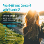 Nordic Naturals Omega-3D Softgels, EPA & DHA, Lemon, 60 Ct