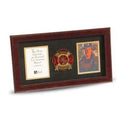 4 by 6 Double Picture Frame for Firefighter Medallion, Mahogany Colored Frame The Military Gift Store