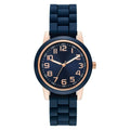 Time & Tru Women's Wristwatch: Rose Gold Case, Blue Bezel, Easy Read Dial, Silicone Strap (FMDOTT073)