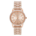 Time & Tru Women's Wristwatch: Rose Gold Case, Blush Bezel, Easy Read Dial, Silicone Strap (FMDOTT072)