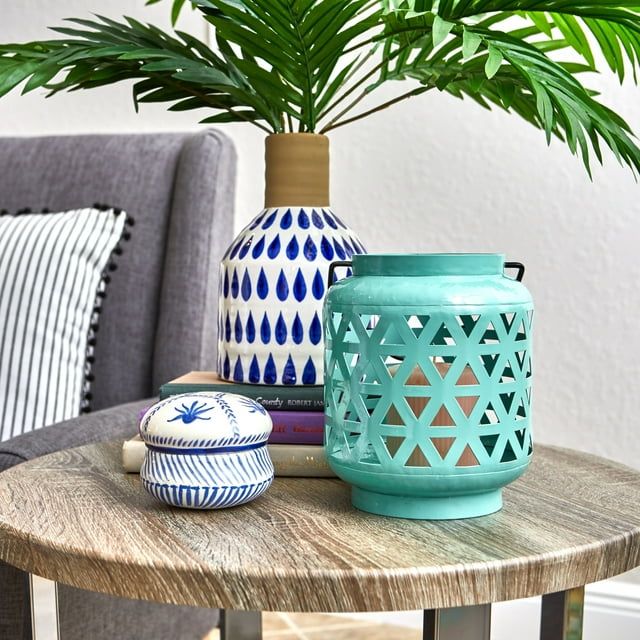 Stratton Home D¨¦cor Teal Blue Metal Candle Holder EasyOptionXY LLC