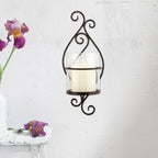 Stonebriar Collection Black Metal Scrolled Pillar Candle Sconce EasyOptionXY LLC
