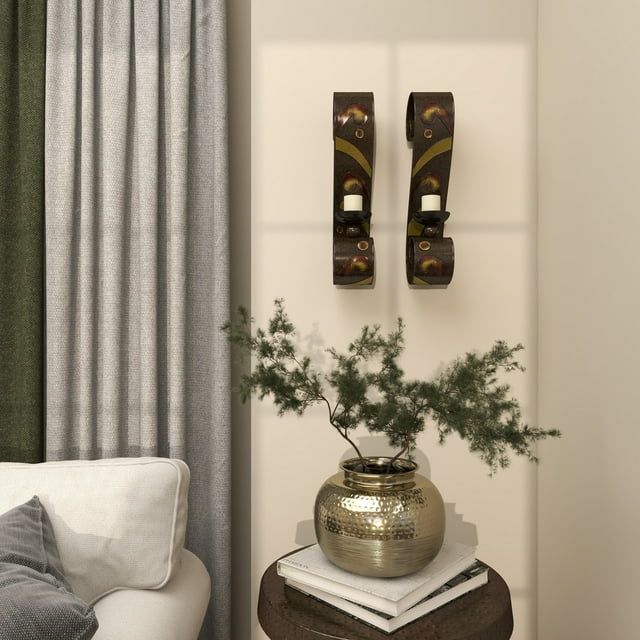 DecMode 2 Holder Black Metal Wall Sconce, Set of 2 EasyOptionXY LLC