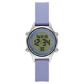 Time and Tru Women's Silver Tone Digital Watch with Lavender Silicone Strap