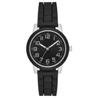 Time & Tru Women's Wristwatch: Silver Case, Black Bezel, Easy Read Dial, Silicone Strap (FMDOTT015)