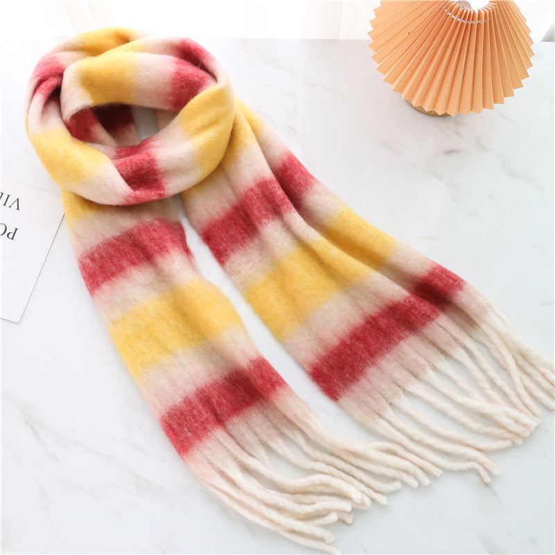 New Luxury Winter Soft Head Wraps Plaid Scarf Shawls Cashmere  Warm Cashmere Scarves Rainbow For Women Stevvex