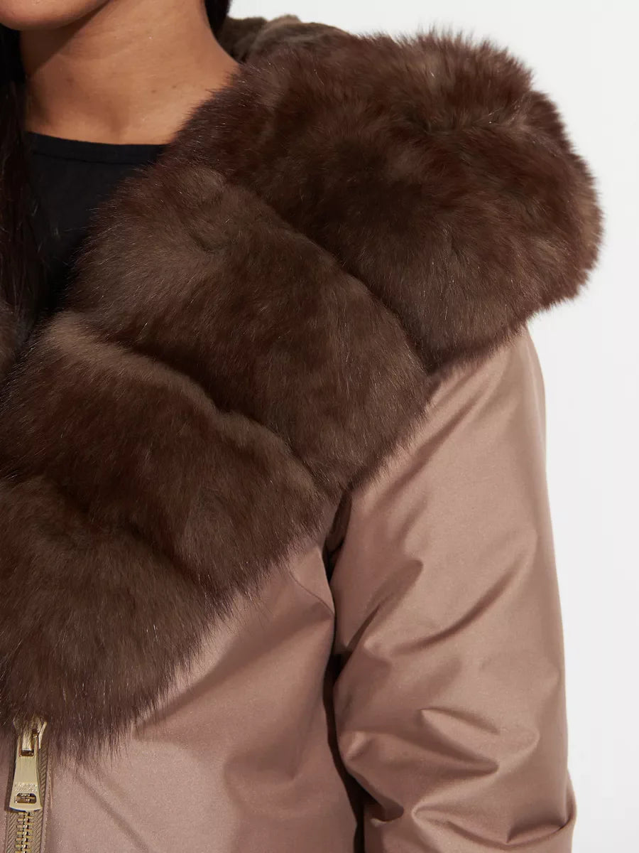 Genuine Polar Fox Fur Trim Rabbit Fur Insulated Parka - SJB-DIAMOND ELITES