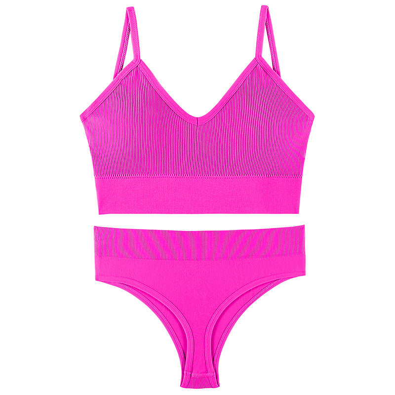 Women Seamless Bra Top Fitness Swimwear Push Up Exercise Bikini For Women 2 Pieces Ribbed Seamless Yoga Bikini Sets Sports Bra And Underwear Set 2 Piece High Waist Summer Bikini Stevvex