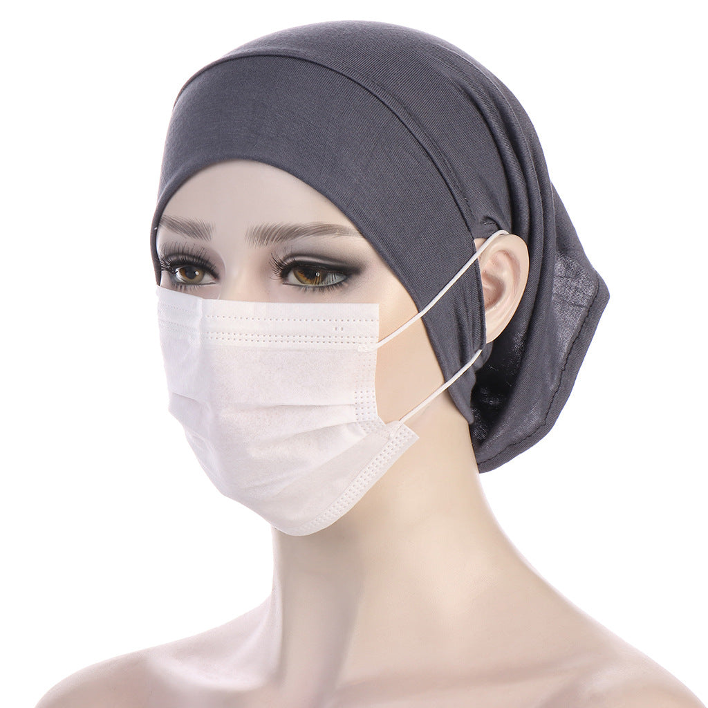 NEW Soft Cotton Hijab Breathable Turban Tie Under Scarf Elegant Ear Hole Stretch Inner Hijabs Lightweight Turban Round Front Under Hijab Caps Female Turban Bonnet Stevvex