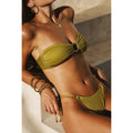 Folds Bikini Swimsuit Push Up Bikini Set Bathing Suit Women Swimwear Thong Bikini Two Pieces Bathing Suit for Women Triangle Top Bottom Solid Color Bikinis Beachwear Swimsuits Stevvex
