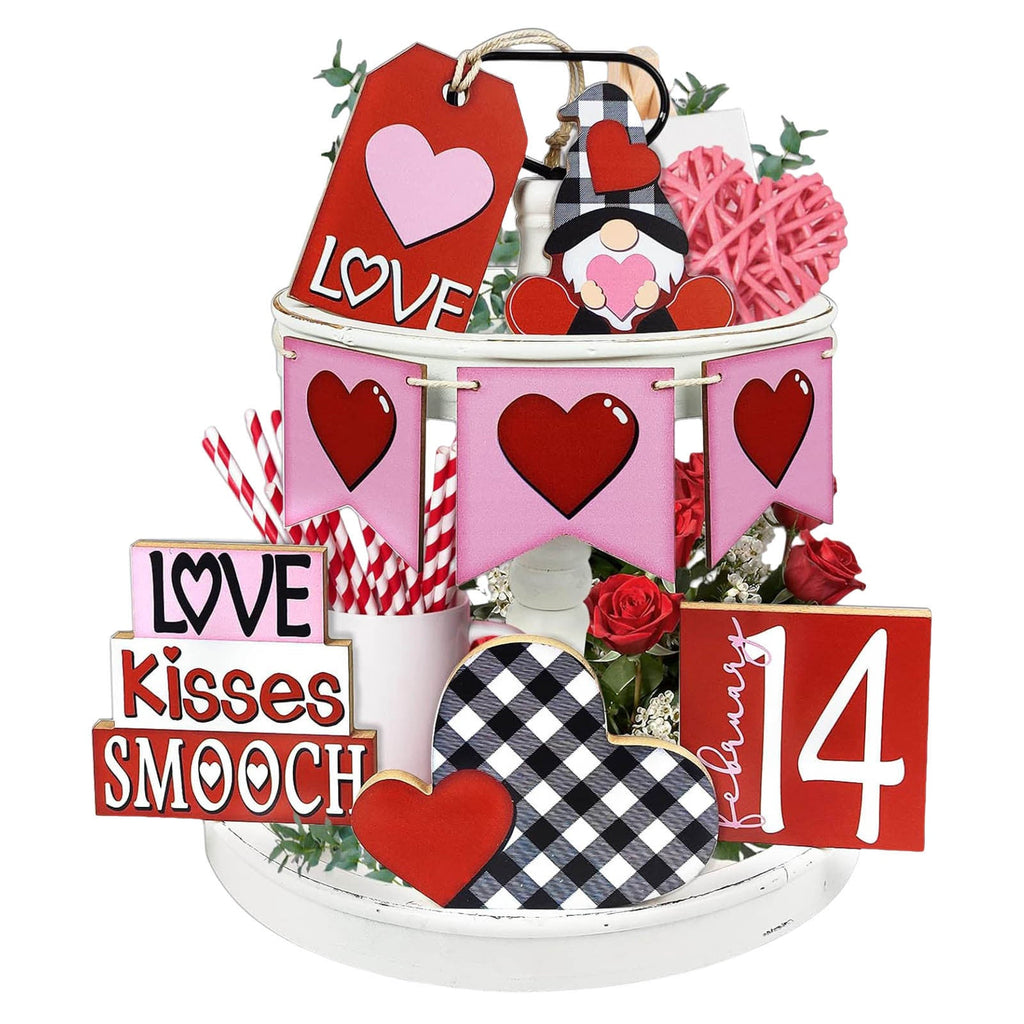 Wooden Decorative Tray Ornament For Human Day Party Pi-Mart
