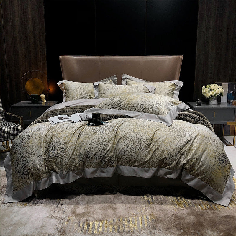 Four-piece Cotton Leopard Print Duvet Cover Atmosphere Pi-Mart