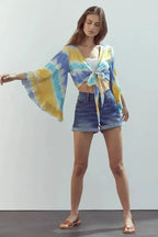 Bell-Sleeve Tie-Dye Crop Top – Flowy Sleeves & Stylish Design - SJB-DIAMOND ELITES