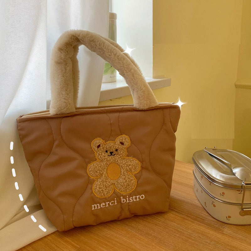 Plush Puffy Cotton Handbag Cute Rabbit Handbag Pi-Mart