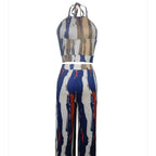Ladies' Summer Fashion Cross Backless Square Neck Sleeveless Short Top And Daily Wide Leg Pants Set - SJB-DIAMOND ELITES