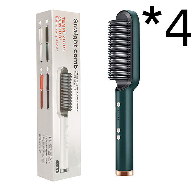New 2 In 1 Hair Straightener Hot Comb Negative Ion Curling Tong Dual-purpose Electric Hair Brush Pi-Mart