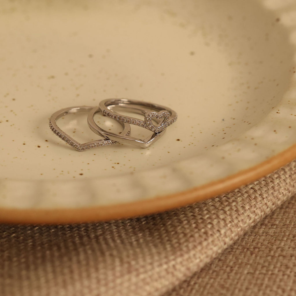 Jewelry Shining Love Wish Bone Stacking Ring Pi-Mart