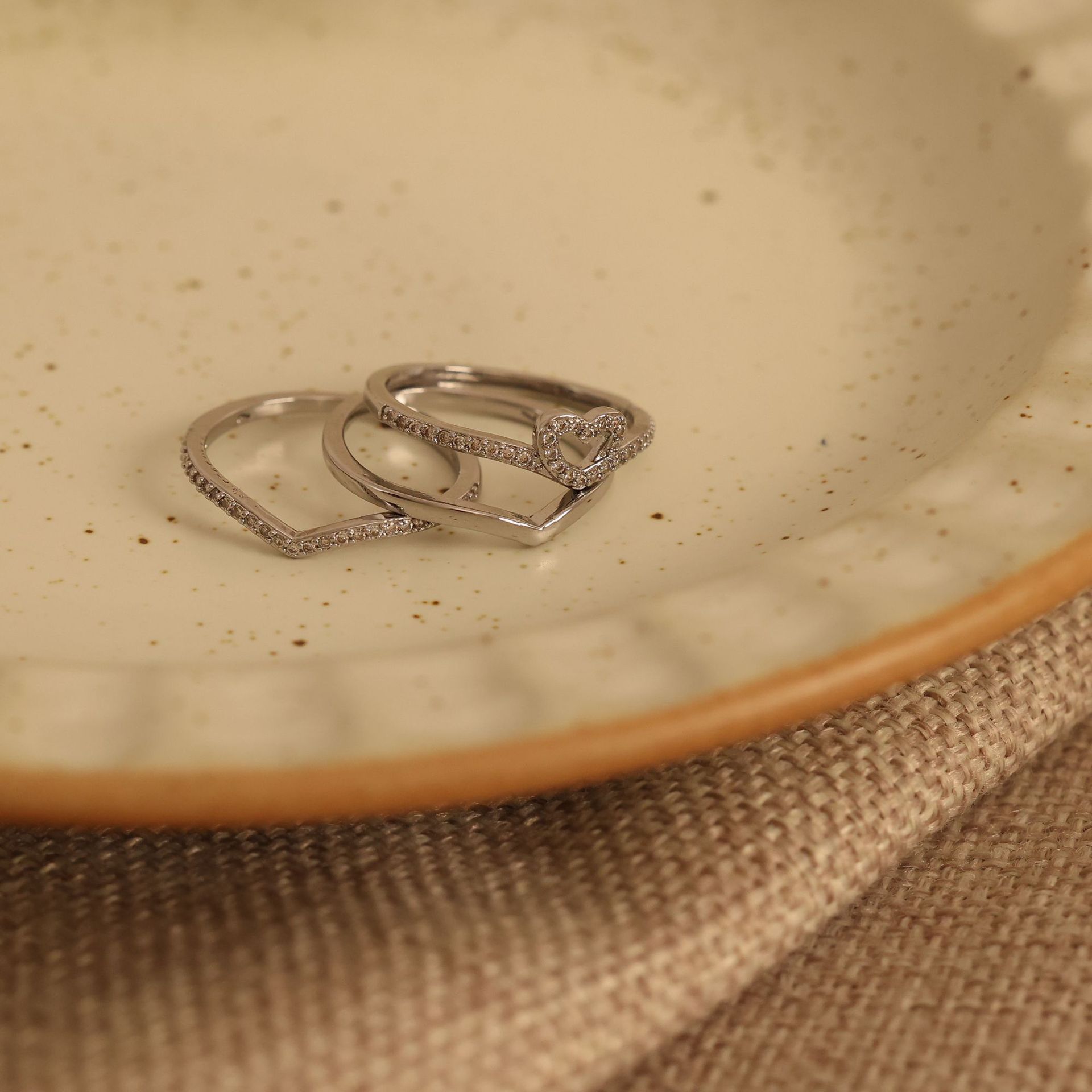 Jewelry Shining Love Wish Bone Stacking Ring Pi-Mart