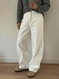 Three-dimensional Cut Pleated Washed All-match Matchet Pants White Unifrom Casual Jeans Lootquake LLC