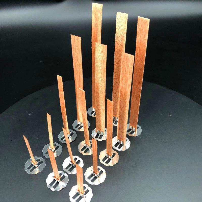 10pc 6-13cm Wooden Candles Wick With Sustainer Tab Candle Wick Core For DIY Candle Handmade Wooden Wick Soy Parffin Wax Wick DIY Candle Making Stevvex