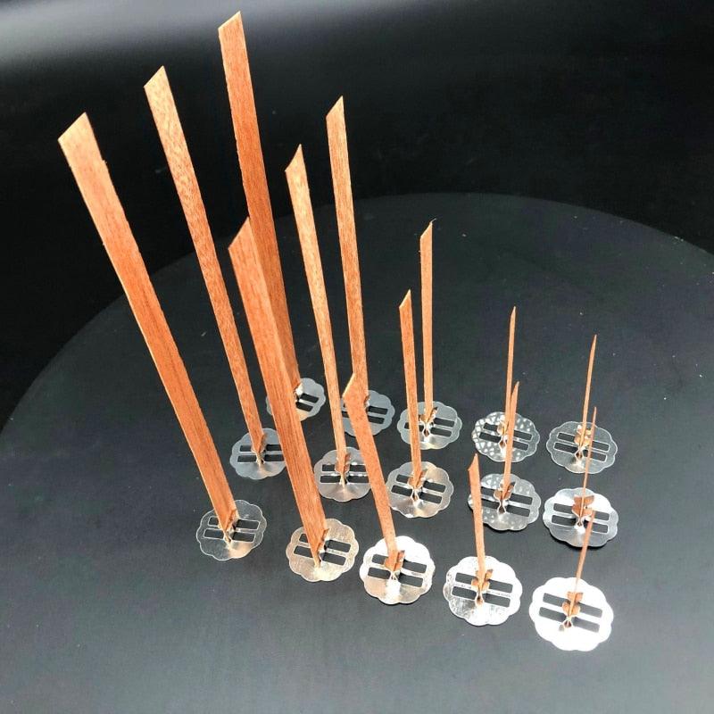 10pc 6-13cm Wooden Candles Wick With Sustainer Tab Candle Wick Core For DIY Candle Handmade Wooden Wick Soy Parffin Wax Wick DIY Candle Making Stevvex